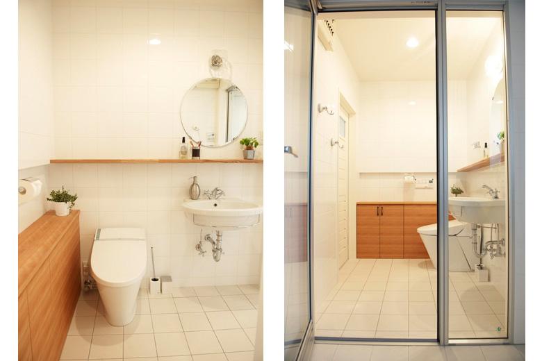 収納棚はカバ材で造作