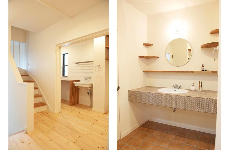 （写真左）階段横はユーティリティー