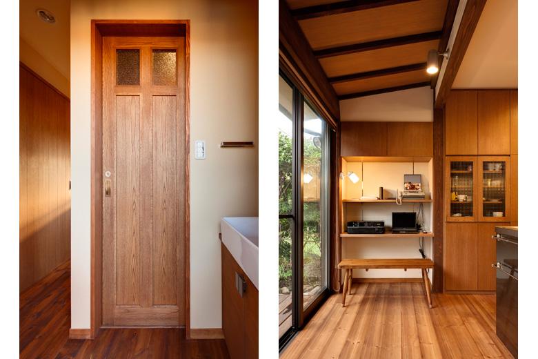 （写真左）古いものを造作に組み込んで利用