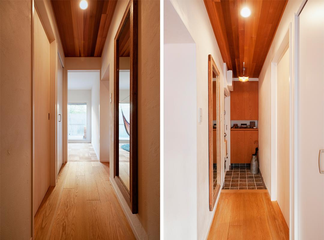 「間取りを変えず、自然素材でイメージ一新」の玄関・土間