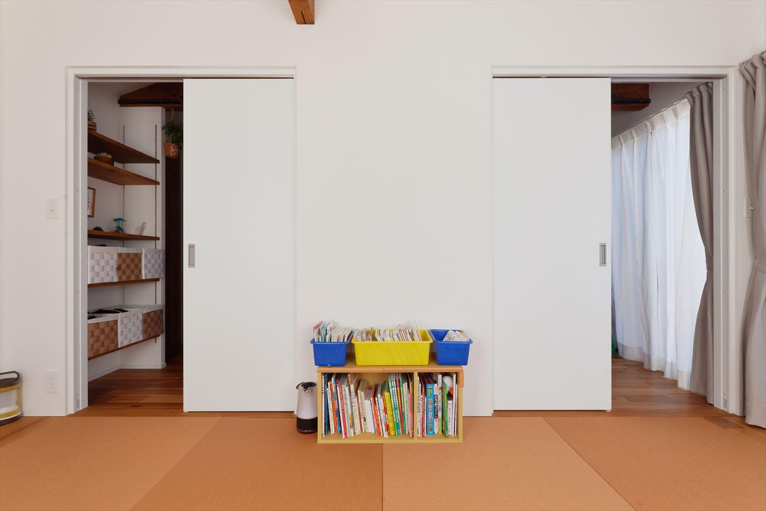 畳を敷いた寝室。将来お子さんたちに個室が必要になったら、2つに分けられるようプラン