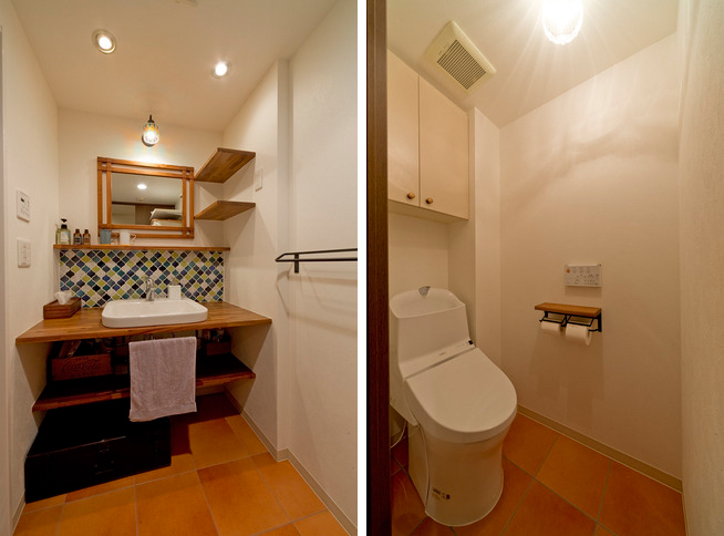 ビタミンカラーのタイルが爽やかです