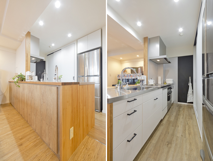 ウッド調に観葉植物がよく合います