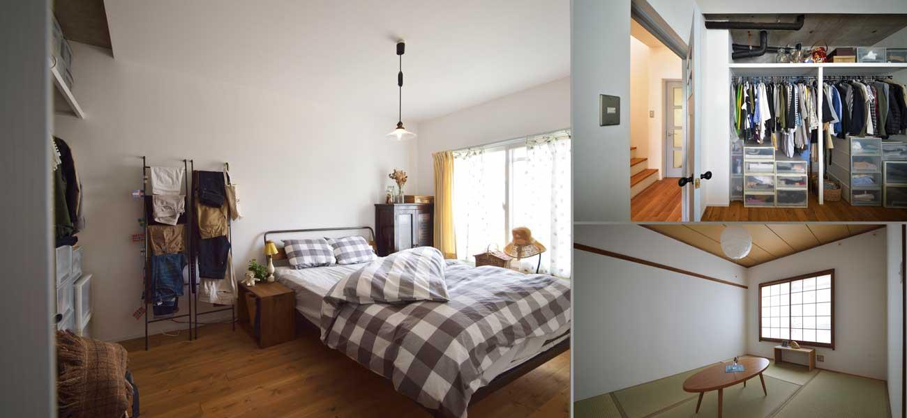 白い壁が印象的な洋室・和室です。洋室には衣類がたっぷり入る収納をご用意しました。シンプルな和室は使い途が豊富です。
