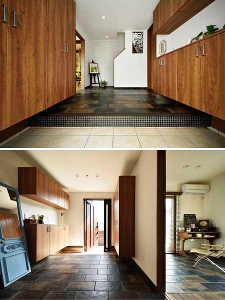 趣味室とテイストをそろえたヴィンテージ調の玄関です。部分リフォームでも玄関のデザイン変更でフルリフォームの印象に。