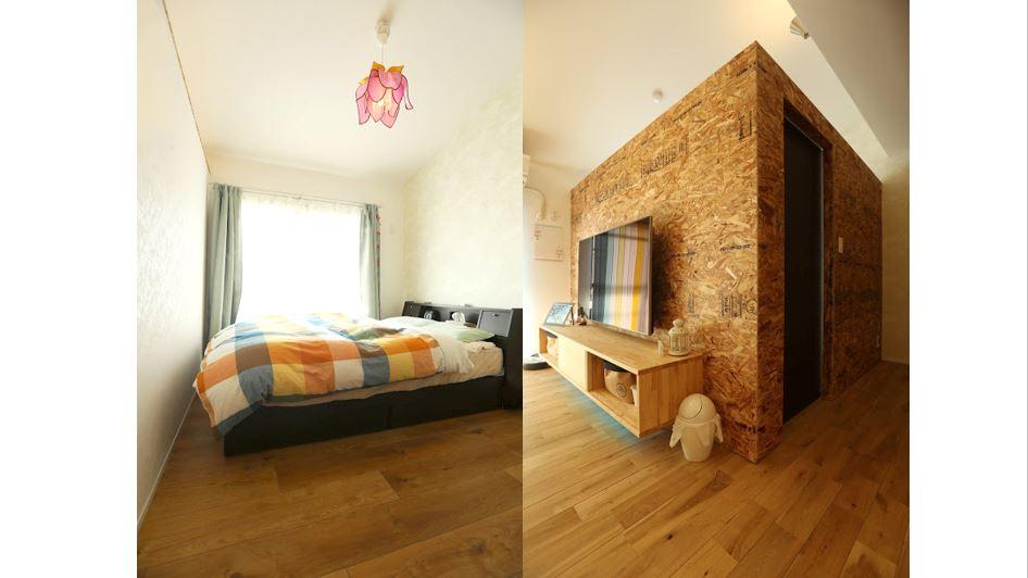 気持ちのよい朝を迎えられる、光差し込む寝室。