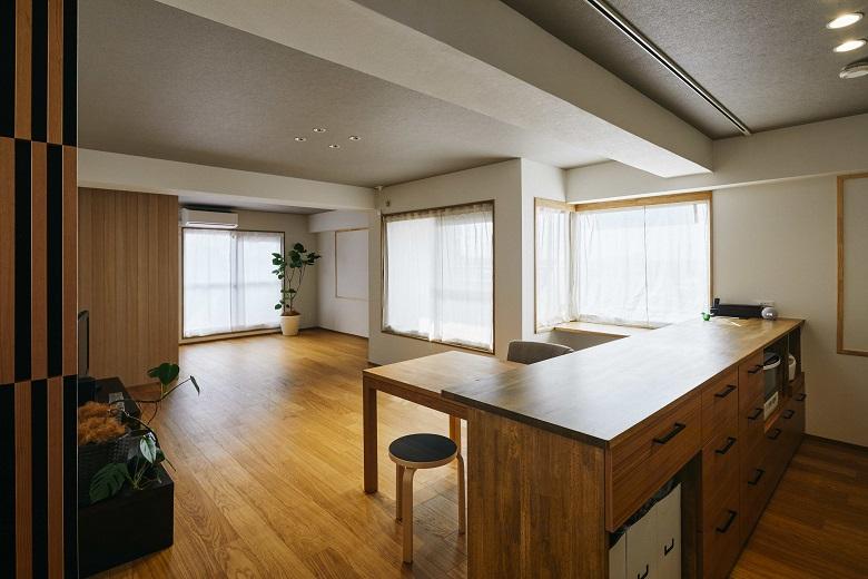 もともと4LDKだったお住まいを1SLDKに大きく間取り変更。