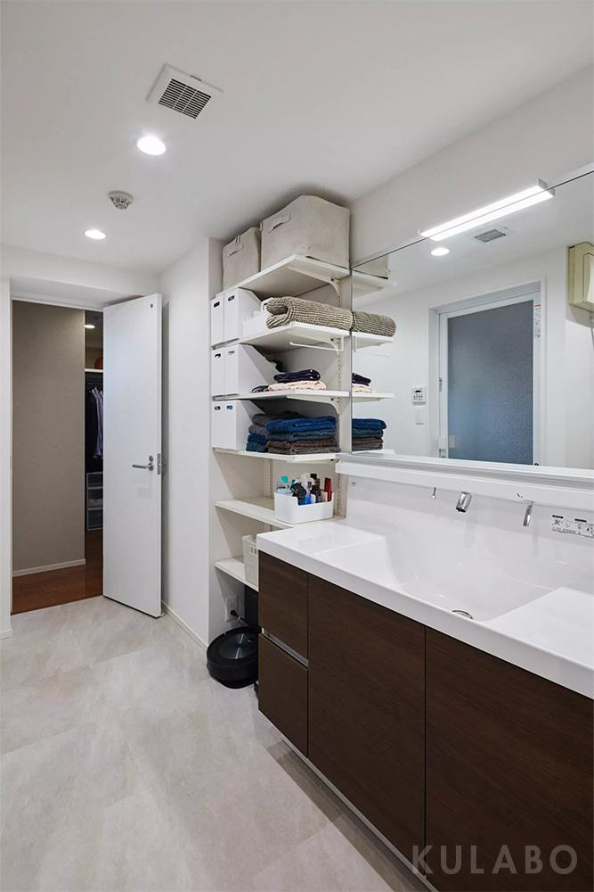 LDK⇔寝室⇔クローゼット⇔洗面室⇔廊下⇔LDKとぐるりと1周できる回遊動線。