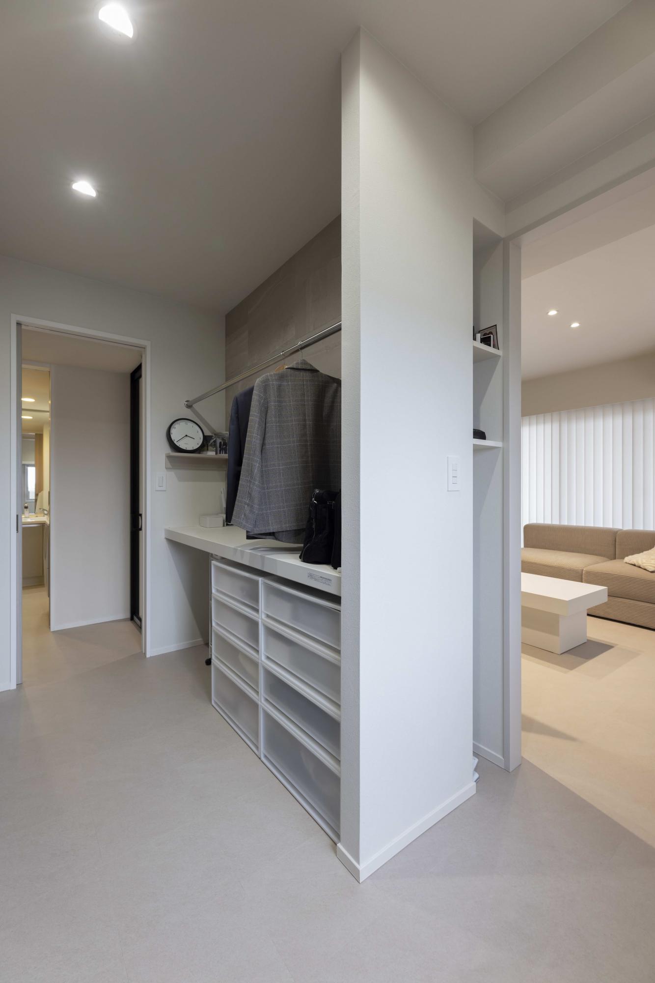 十分な広さを確保したWICは、ランドリースペースを兼用して利用することを計画。