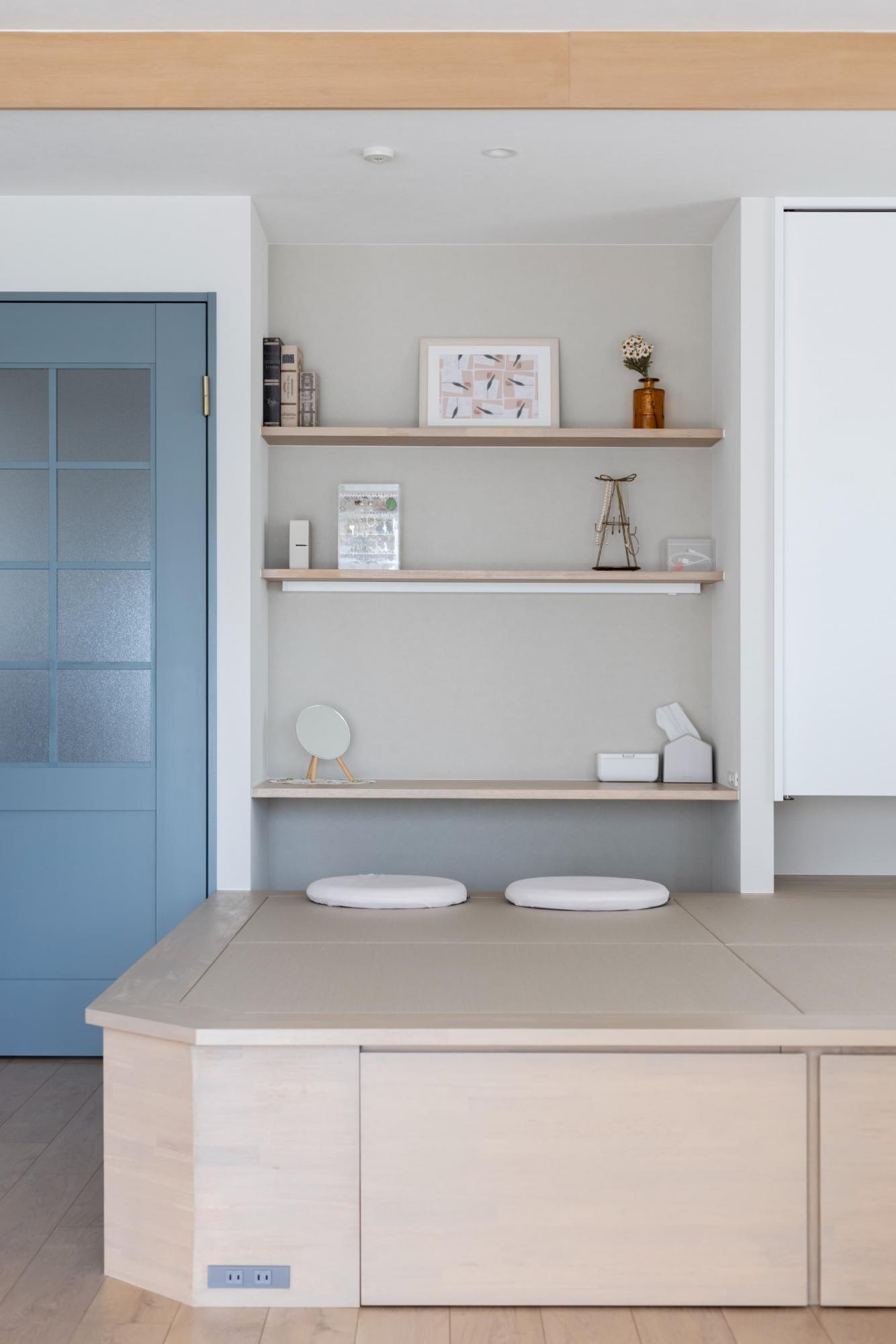 少しでも圧迫感を軽減するために、小上がり畳の角は斜めにカット。