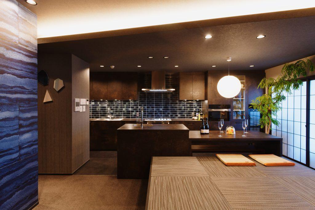 施主様ご自慢のおもてなしコーナー。お仲間と語らう至福の時間を楽しみます。