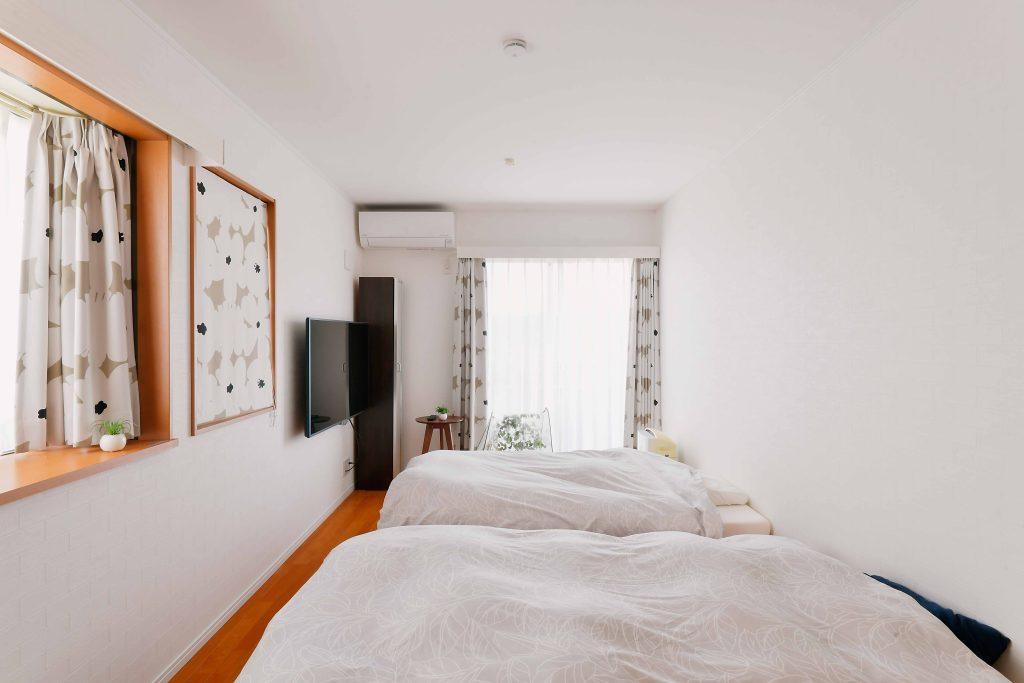 シンプルな白の内装にマリメッコ柄がよく合います