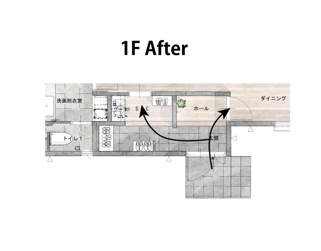 ゲスト用と家族用の「おかえり動線」の2つの経路があります。