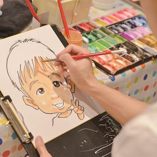 毎回大人気の似顔絵描きは1月12日に各店で実施します。10：00～17：00　（武蔵野店は予約が必要になります）