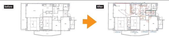 壁付けのキッチンからコミュニケーションの良い対面型に移動。玄関廻りの収納も増設してすっきり暮らせる家になりました。