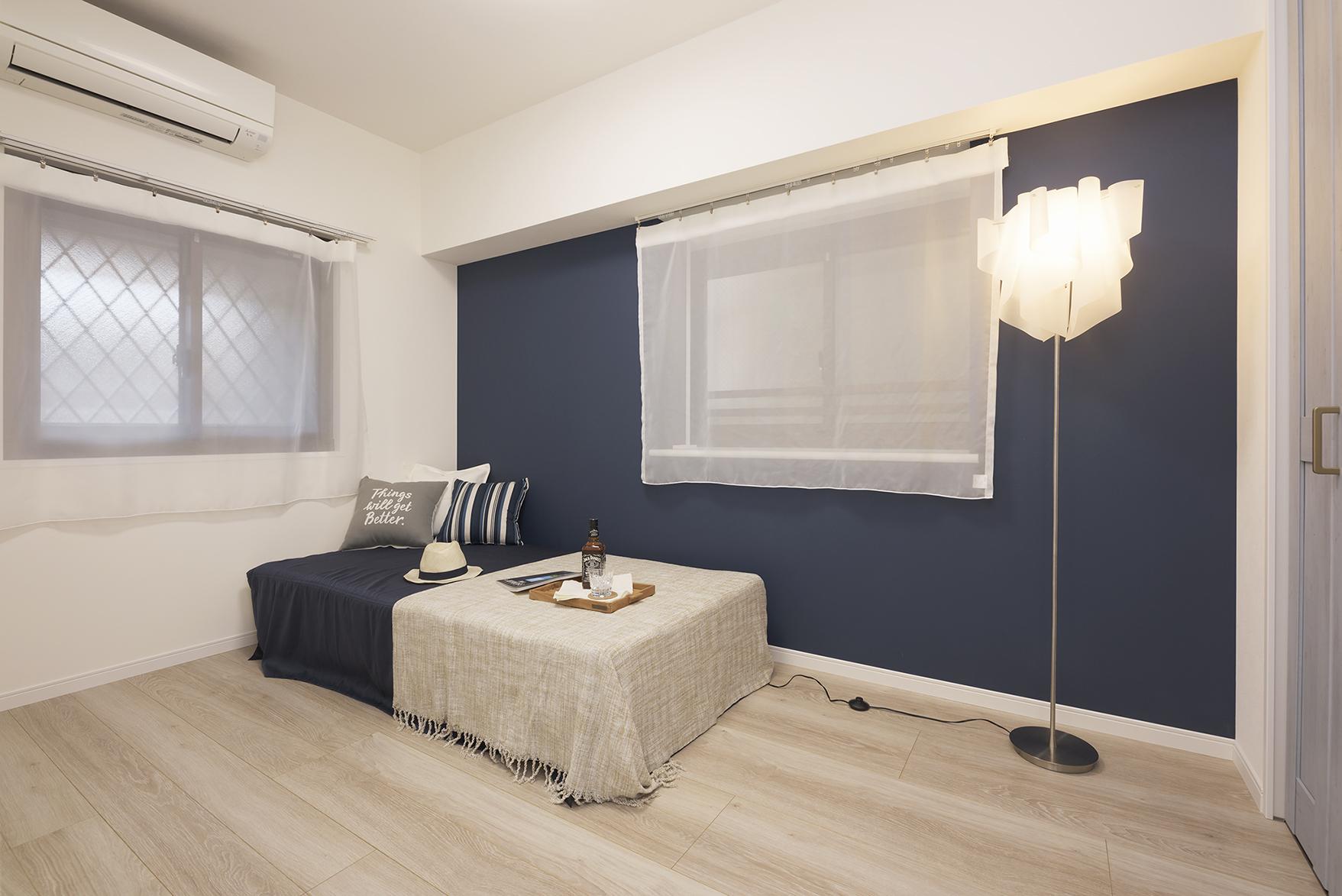 「herringbone×blue」の寝室