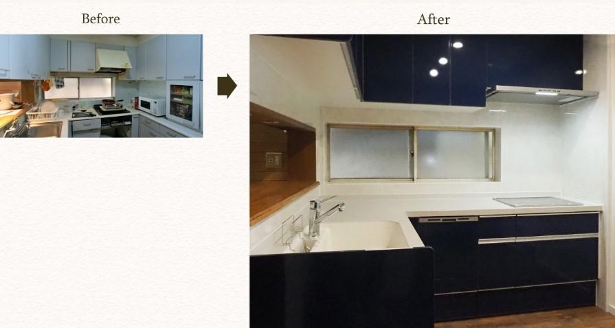 コの字型をＬ型に変更！
収納スペースは減りますが、作業スペースが広がり作業動線が良くなりました♪