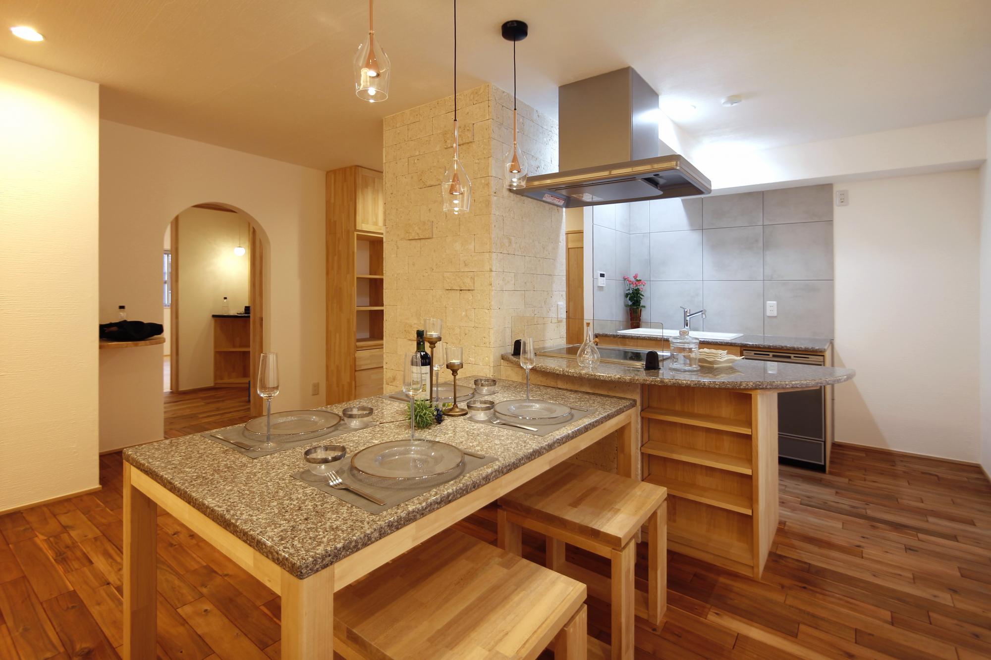 天然素材で作ったキッチン。